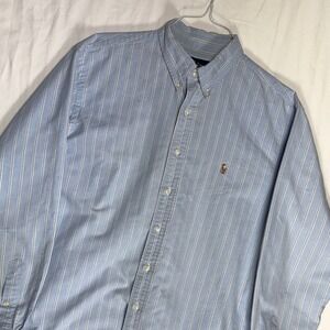 Ralph Lauren Classic Fit Striped Button Down Shirt Mens Long Sleeve Blue White